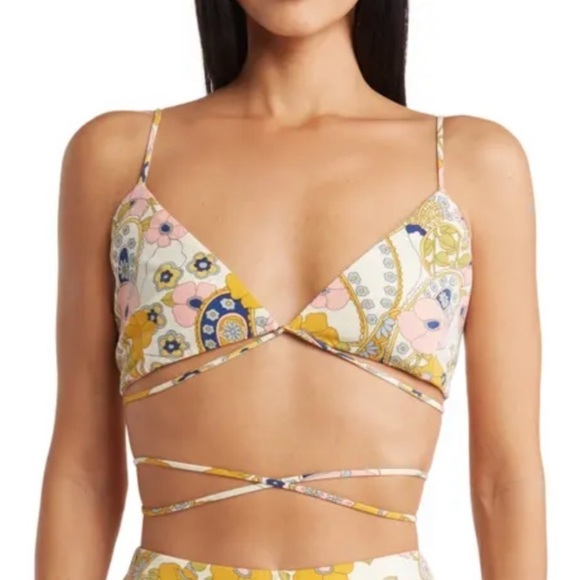 NWT WAYF Paisley Wrap Bralette in Vintage Paisley, size L - Picture 2 of 5